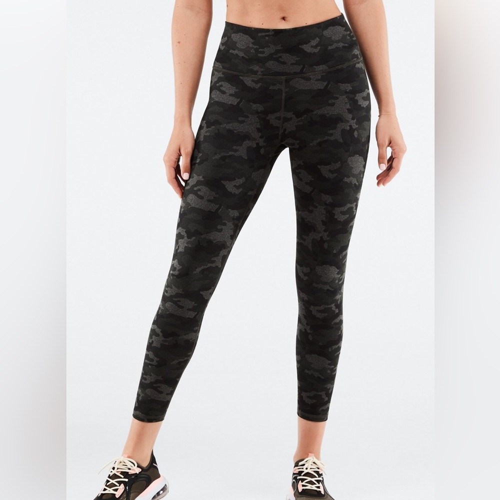 Fabletics Black & Charcoal Camo High-Waist Leggings